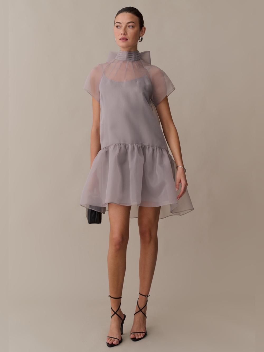 NWT Few Moda Joni Dress size Small Stone Gray Silver Staud mini